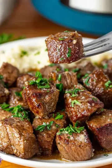 Slow Cooker Garlic Butter Steak Bites