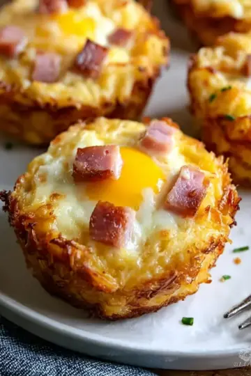 Hash Brown Ham and Cheese Egg Cups