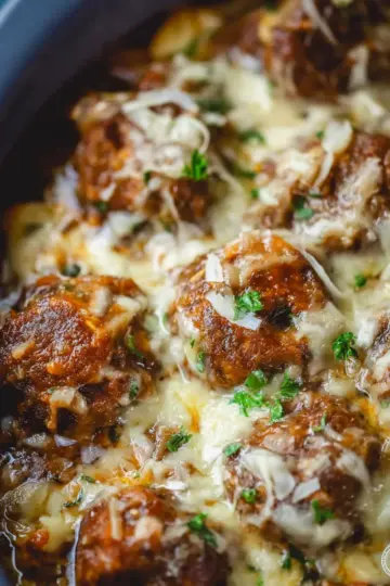 Crock Pot French Onion Meatballs