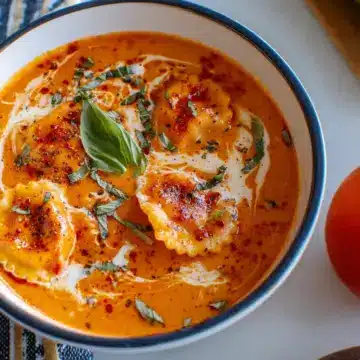 Roasted Red Pepper Ravioli Soup
