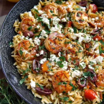 Greek Shrimp with Orzo and Feta