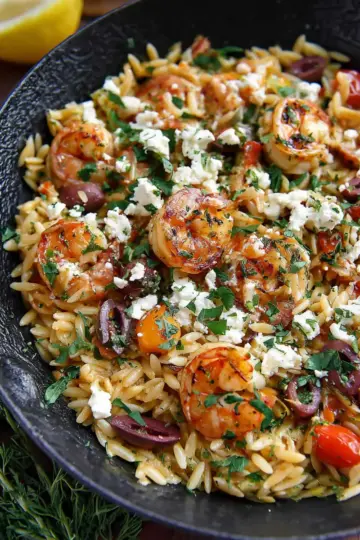 Greek Shrimp with Orzo and Feta