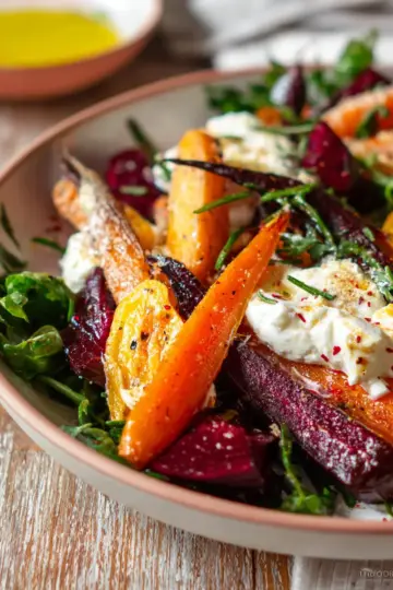 Roasted Beets and Carrots Salad with Burrata