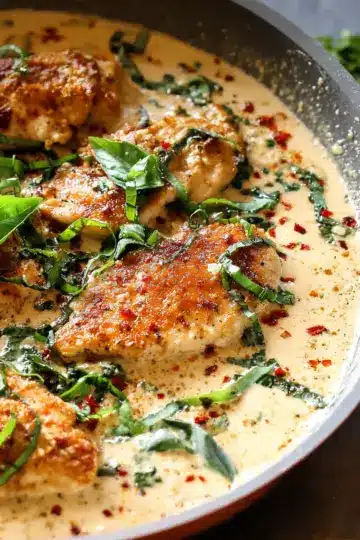 CREAMY PARMESAN BASIL CHICKEN RECIPE