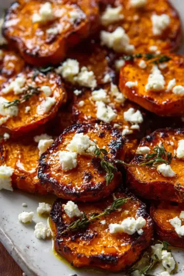 Roasted Sweet Potato Rounds with Honey & Feta