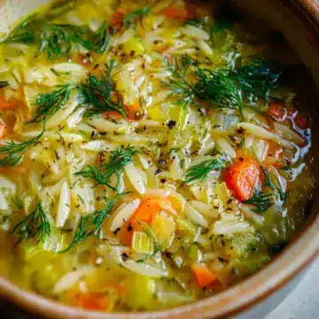 Orzo, Leek and Dill Soup